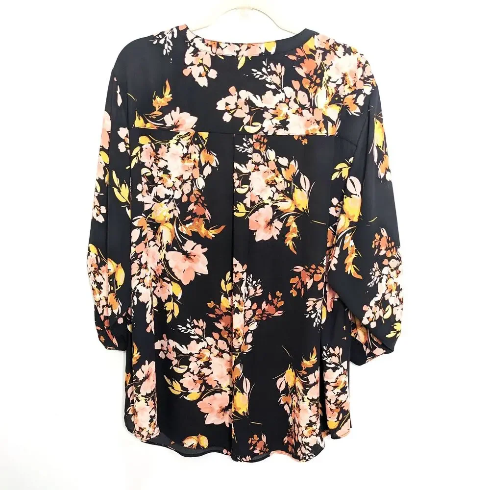 Torrid Womens 4X Top Harper Georgette Pullover 3/4 Sleeve Artsy Floral - Picture 4 of 7